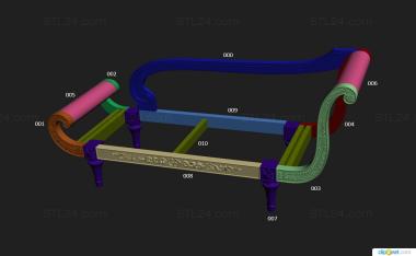 Sofas (Couch with a carved pattern on the sides, DIV_0163) 3D models for cnc
