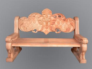 Sofas (Bench with a carved back in the form of a coat of arms, DIV_0167) 3D models for cnc