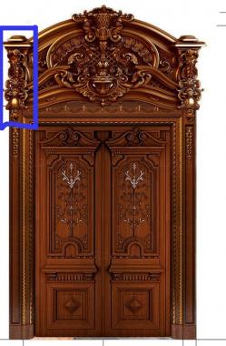 Doors (A grandiose carved door with a massive crown and richly carved panels, DVR_0380) 3D models for cnc