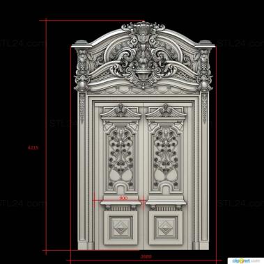 Doors (A grandiose carved door with a massive crown and richly carved panels, DVR_0380) 3D models for cnc