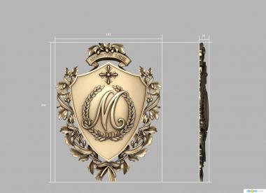 Emblems (Coat of arms with the letter M framed by decors, GR_0419) 3D models for cnc