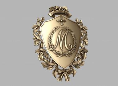 Emblems (Coat of arms with the letter M framed by decors, GR_0419) 3D models for cnc