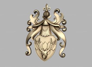 Coat of arms (Coat of arms with monograms and with a muzzle of a deer, GR_0420) 3D models for cnc