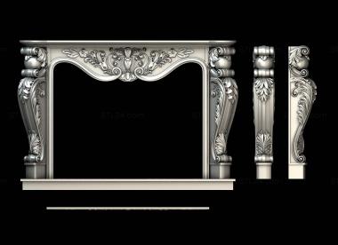 Fireplaces (Fireplace in classic style with massive pillars, KM_0247) 3D models for cnc