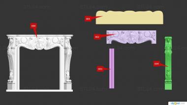 Fireplaces (Fireplace with acanthus leaves, KM_0252) 3D models for cnc