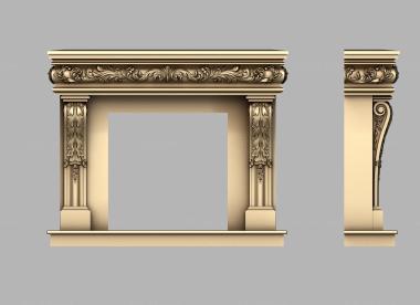 Fireplaces (Fireplace with massive carved top, KM_0255) 3D models for cnc