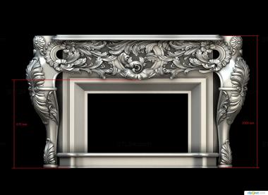 Fireplaces (Fireplace with massive carvings, KM_0256) 3D models for cnc