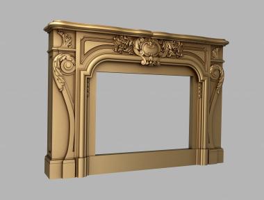 Fireplaces (Fireplace with shallow carving, KM_0259) 3D models for cnc