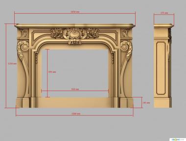 Fireplaces (Fireplace with shallow carving, KM_0259) 3D models for cnc