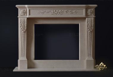 Fireplaces (Fireplace with floral decorations in the form of an olive branch, KM_0263) 3D models for cnc