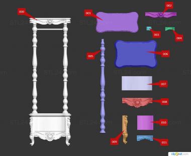 Chests of drawers (Chiseled columns, KMD_0167) 3D models for cnc
