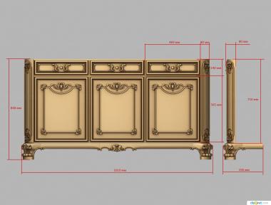Chests of drawers (Chest of drawers with three drawers, KMD_0178) 3D models for cnc