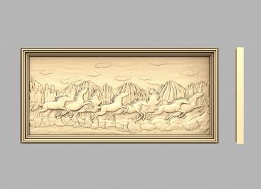 Art pano (Horses running on the prairie, PH_0380) 3D models for cnc