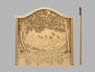 Art pano (Panel landscape with trees, PH_0403) 3D models for cnc