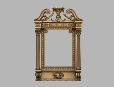 Mirrors and frames (Mirror frame with vase and falling leaves at the top, RM_1017) 3D models for cnc