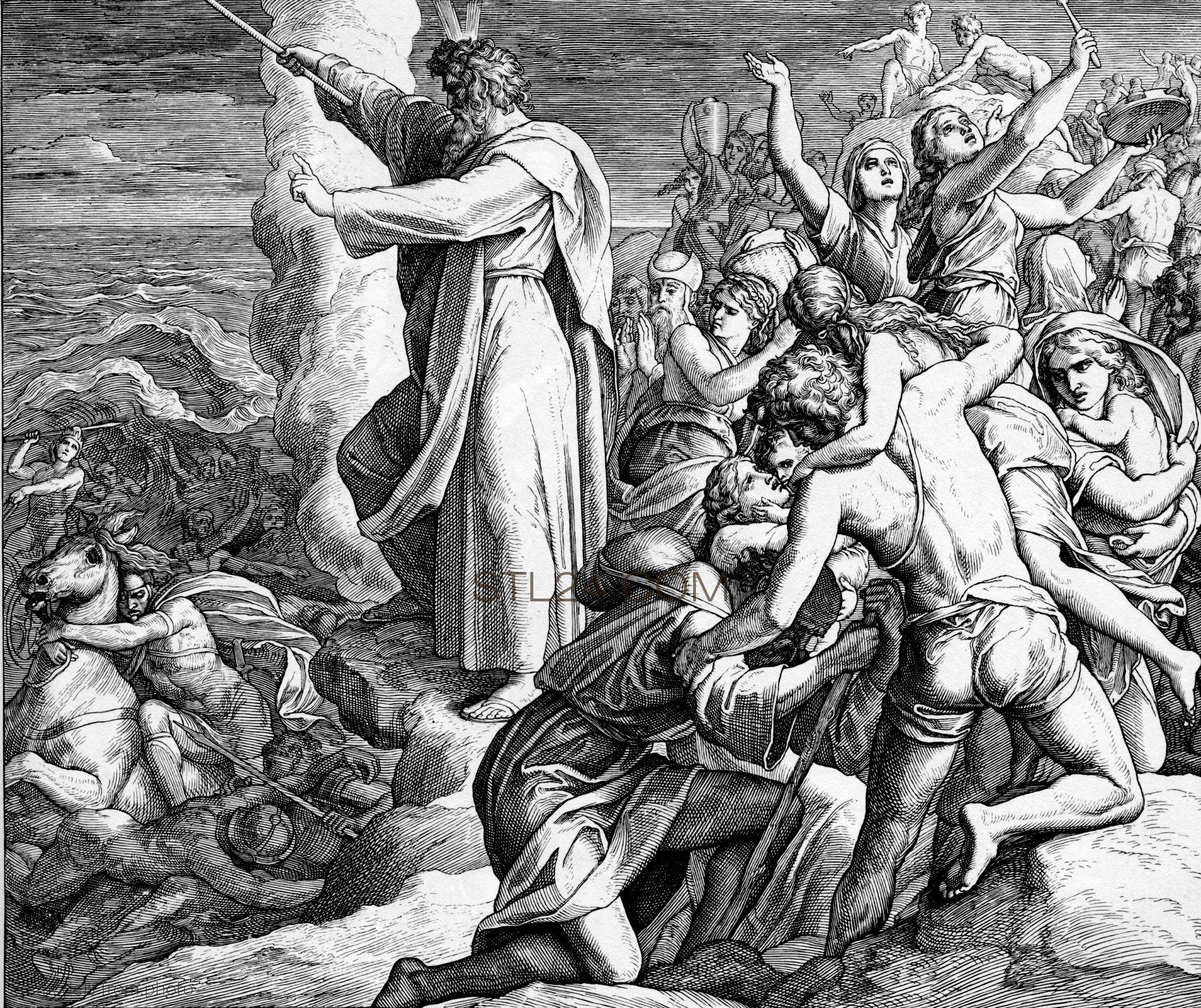 Моисей исход. Юлиус шнорр фон карольсфельд иллюстрации к библии. Моисей и красное море. Книга исход библия. Юлиус шнор фонд кароотсфельд.