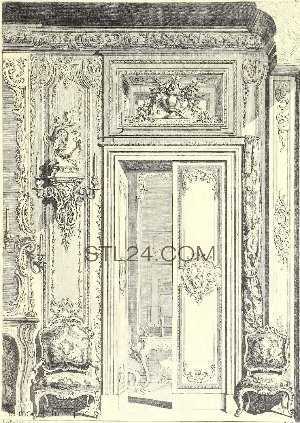 Simple Boiserie Rococo Panel Wall panels and boiserie - PANELLED WALL_0207 - | 3D model 3DSMAX / OBJ ...