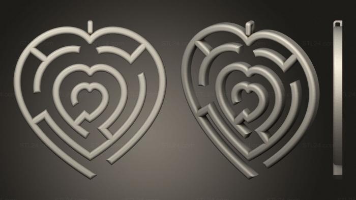 2D (Maze Heart Pendant, 2D_0125) 3D models for cnc