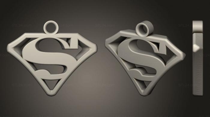 2D (PENDANT Superman, 2D_0155) 3D models for cnc