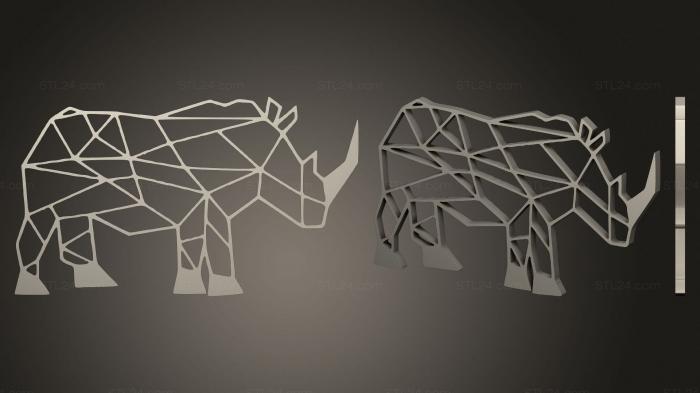 Настенная Скульптура Носорога 2D