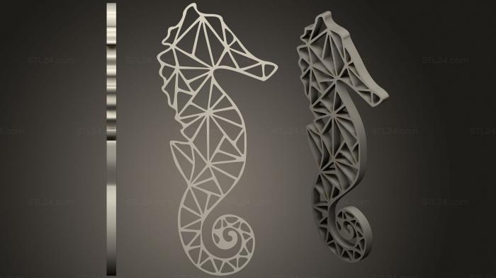2D (Seahorse Wall Sculpture 2 D, 2D_0176) 3D models for cnc