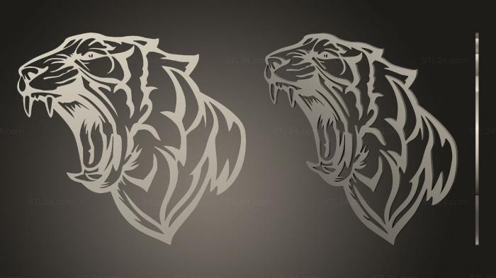 2D (Tiger rugir, 2D_0203) 3D models for cnc