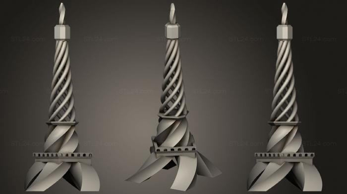 2D (Twisty Eiffel Tower, 2D_0209) 3D models for cnc