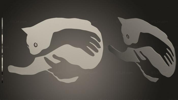2D (A cat in your arms, 2D_0224) 3D models for cnc