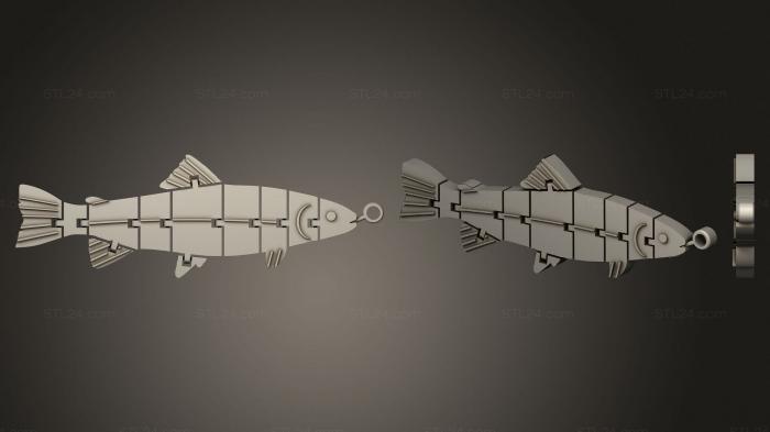 2D (Articulated Fish on Hook, 2D_0235) 3D models for cnc