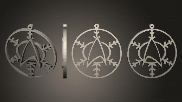 2D (ornament star trek badge snowflake, 2D_0747) 3D models for cnc