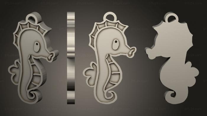2D (seahorse, 2D_0851) 3D models for cnc