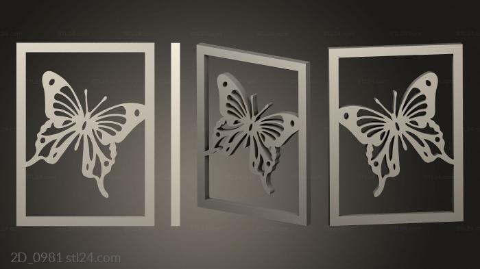 2D (Deco Butterfly Lantern With Swappable Panels, 2D_0981) 3D models for cnc