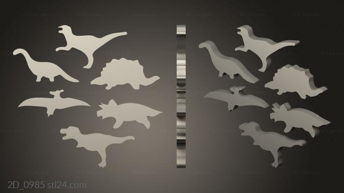 2D (Cortadores cortantes galletas Cookie cutter Dinosaurs, 2D_0985) 3D models for cnc