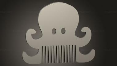 2D (Fantasy combs ocean octopus, 2D_1001) 3D models for cnc