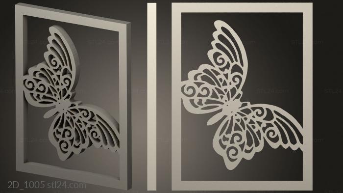 2D (Deco Butterfly Lantern With Swappable Panels, 2D_1005) 3D models for cnc