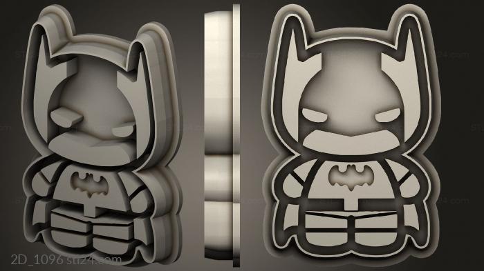 2D (Cute Hero Cookie Cutter Batman Cutter, 2D_1096) 3D models for cnc