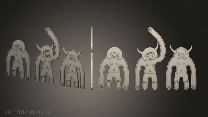 2D (Fantasy Football Gingerbread Stunties troll, 2D_1107) 3D models for cnc