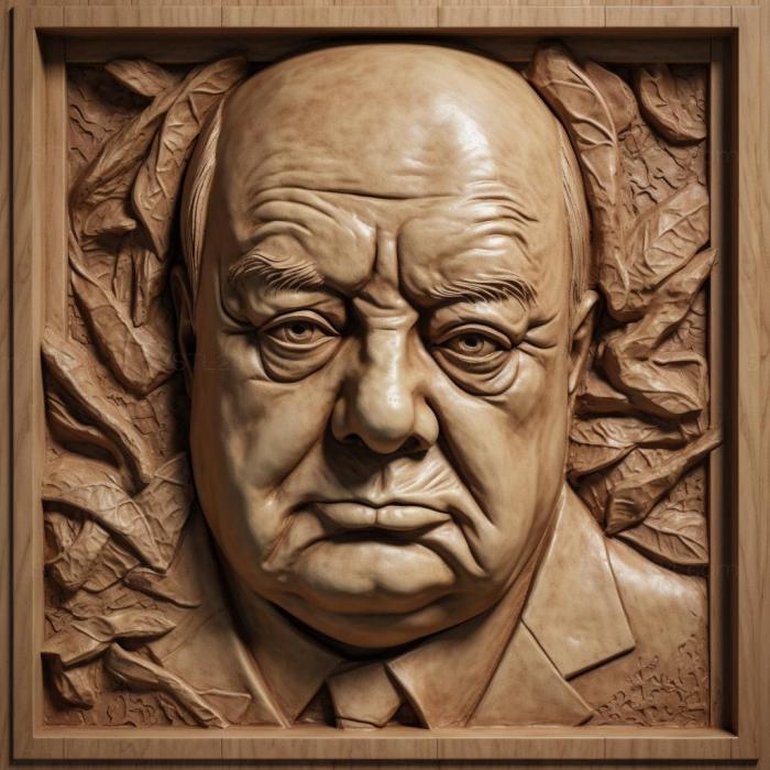 Знаменитости (Уинстон Черчилль премьер-министр Великобритании 2, 3DFMS_6129) 3D модель для ЧПУ станка