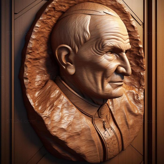Знаменитости (Папа Иоанн Павел II религиозный лидер 1, 3DFMS_6196) 3D модель для ЧПУ станка