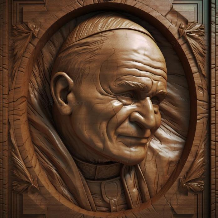 Знаменитости (Папа Иоанн Павел II религиозный лидер 3, 3DFMS_6198) 3D модель для ЧПУ станка