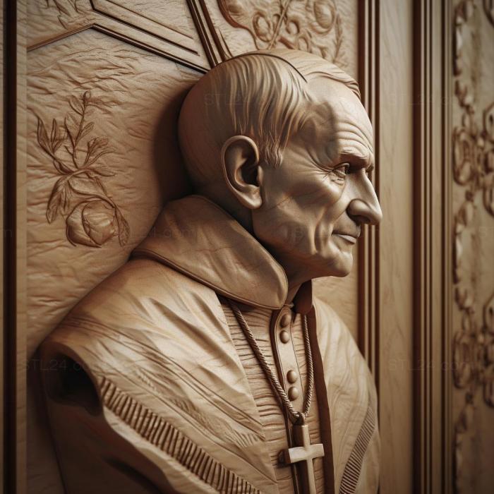 Знаменитости (Папа Иоанн Павел II религиозный лидер 4, 3DFMS_6199) 3D модель для ЧПУ станка