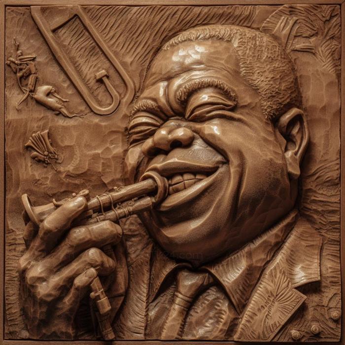 Famous (Louis Armstrong jazz musician 4, 3DFMS_6303) 3D models for cnc