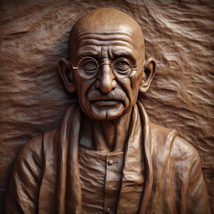 Famous (Mohandas Gandhi father of modern India 1, 3DFMS_7836) 3D models for cnc