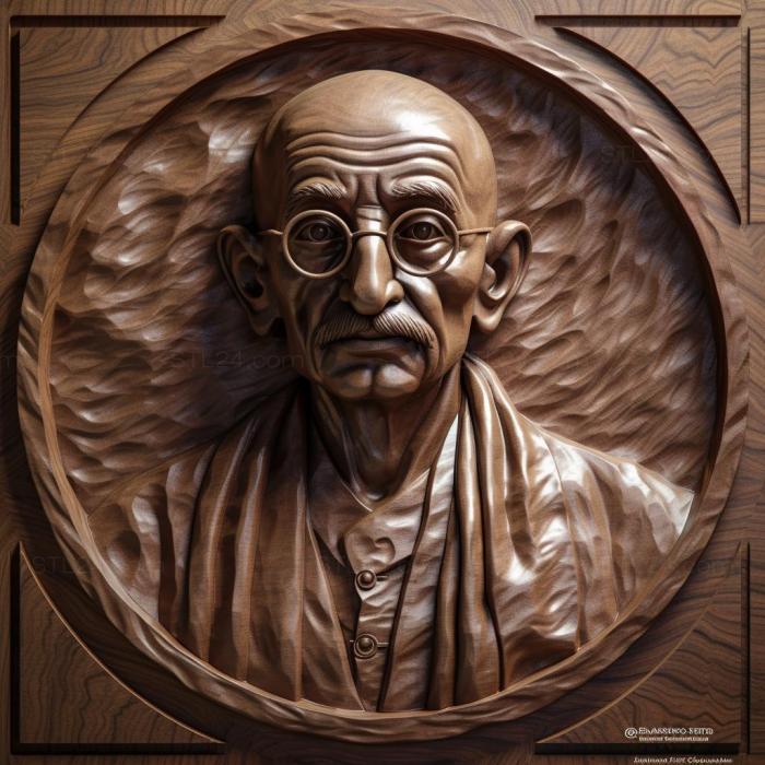 Famous (Mohandas Gandhi father of modern India 2, 3DFMS_7837) 3D models for cnc