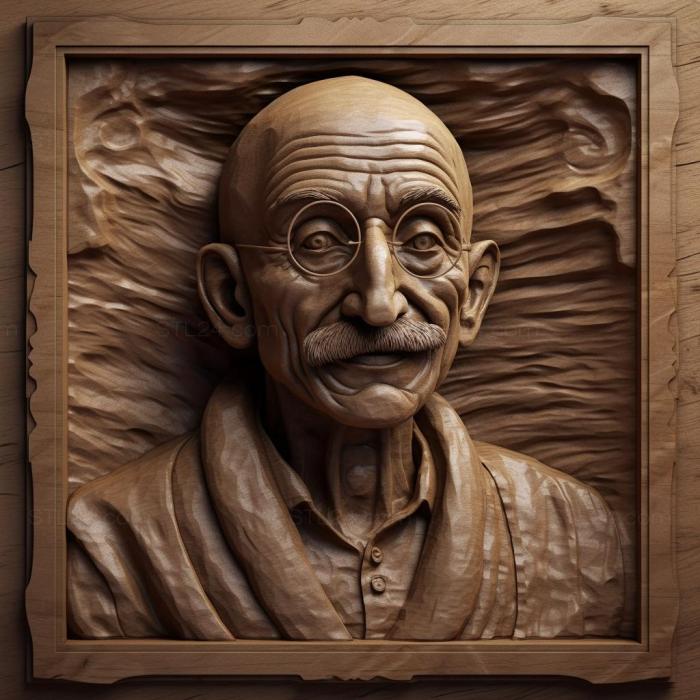 Знаменитости (Мохандас Ганди отец современной Индии 3, 3DFMS_7838) 3D модель для ЧПУ станка