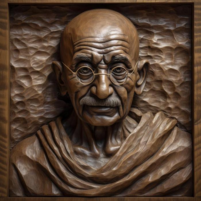 Famous (Mohandas Gandhi father of modern India 4, 3DFMS_7839) 3D models for cnc