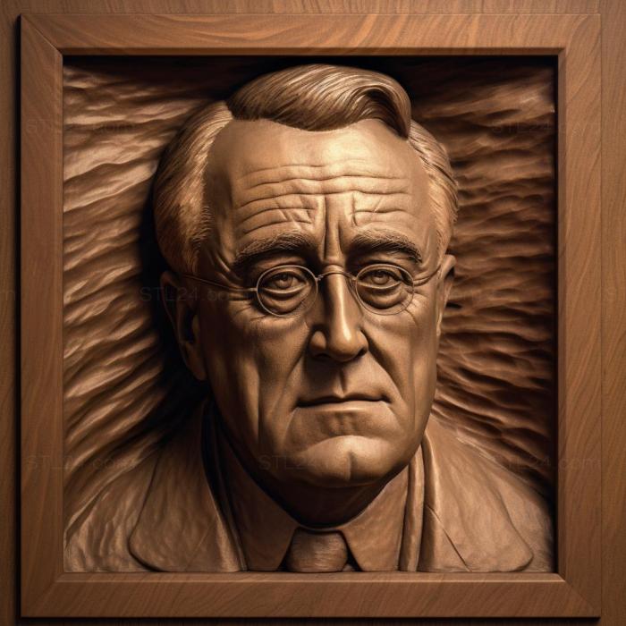 Famous (Franklin Delano Roosevelt US President 2, 3DFMS_8433) 3D models for cnc