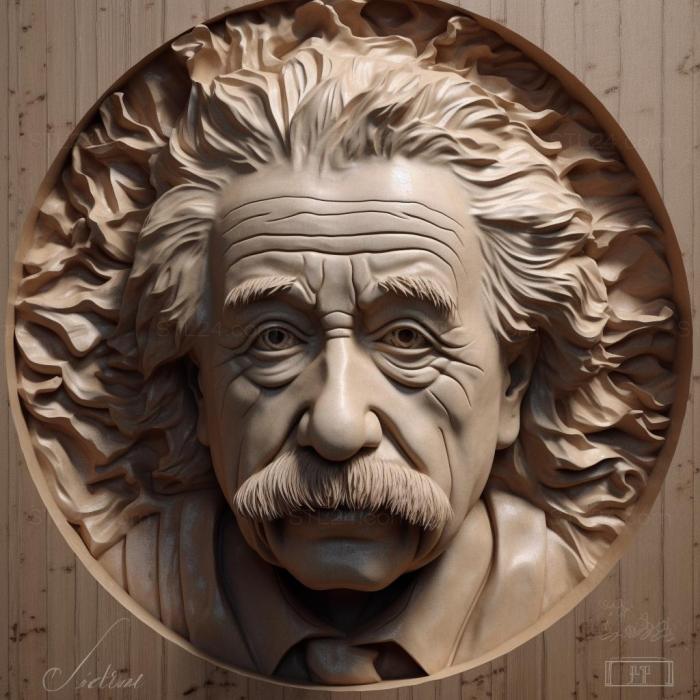 Знаменитости (Альберт Эйнштейн физик 1, 3DFMS_8560) 3D модель для ЧПУ станка
