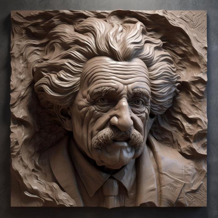 Знаменитости (Альберт Эйнштейн физик 2, 3DFMS_8561) 3D модель для ЧПУ станка
