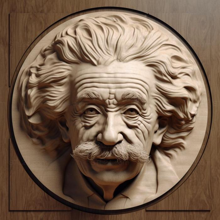 Знаменитости (Альберт Эйнштейн физик 3, 3DFMS_8562) 3D модель для ЧПУ станка